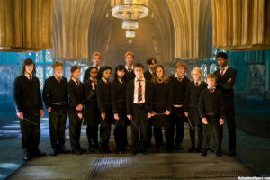 Legendary Gathering: Harry Potter and Gryffindor Housemates in Iconic Group